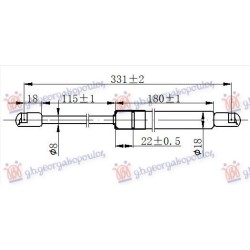 Amortizues (një) për derën e bagazhit kabriolet (331L-520N) për AUDI TT 06-14 - OEM: 8J7827552