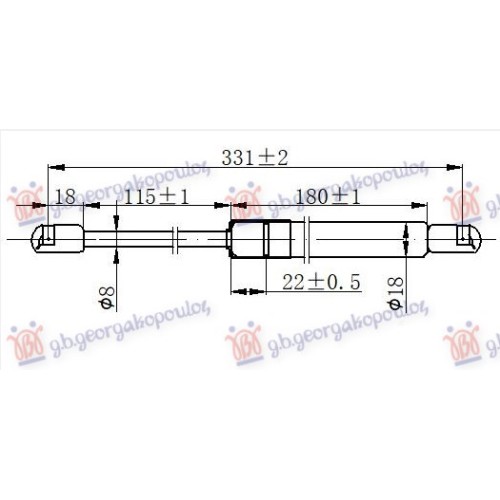 Amortizues (një) për derën e bagazhit kabriolet (331L-520N) për AUDI TT 06-14 - OEM: 8J7827552 Amortizues (një) për derën e bagazhit kabriolet (331L-520N) për AUDI TT 06-14 - OEM: 8J7827552