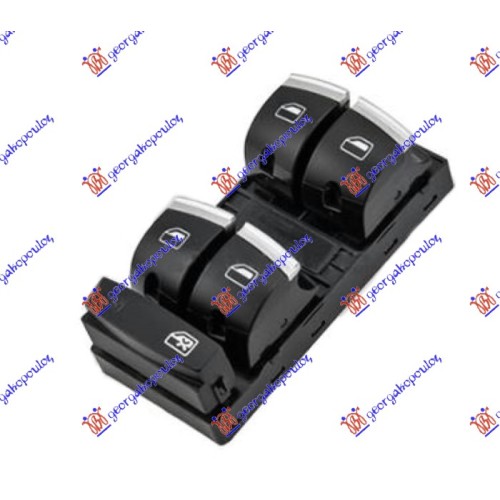 Ndërprerës në derën e përparme (katërfish) (10 pinë) (krom/e zezë) për AUDI A3 03-08 - OEM: 4F0959851H