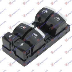 Ndërprerës në derën e përparme (katërfish) (10 pinë) (krom/e zezë) (me mbrojtje për fëmijë) për AUDI A3 08-12 - OEM: 4F0959851J Ndërprerës në derën e përparme (katërfish) (10 pinë) (krom/e zezë) (me mbrojtje për fëmijë) për AUDI A3 08-12 - OEM: 4F0959851J