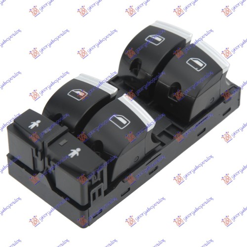 Ndërprerës në derën e përparme (katërfish) (10 pinë) (krom/e zezë) (me mbrojtje për fëmijë) për AUDI A3 08-12 - OEM: 4F0959851J
