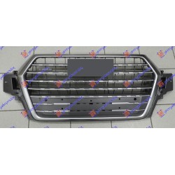 Maskë pvc/grilë komplet gri/e argjendtë (me hapje për sensor parkimi) për AUDI Q7 15-19 - OEM: 4M0853651GMX3