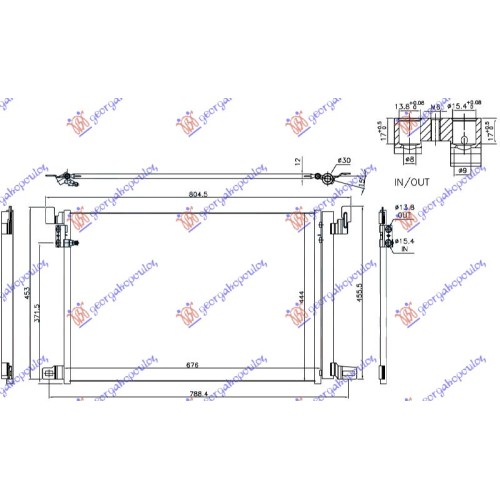 Radiator i kondicionerit 2.0-3.0 TFSI/3.0 TDI (67.6x44.4x1.2) për AUDI A6 18- - OEM: 4M0816421B