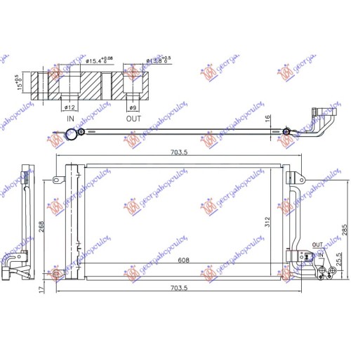 Radiator i kondicionerit 1.0 TSI/1.4 TFSI benzinë 1.4 TDI dizel 16- (608x312x16) për AUDI A1 14-18 - OEM: 6C0816411C Radiator i kondicionerit 1.0 TSI/1.4 TFSI benzinë 1.4 TDI dizel 16- (608x312x16) për AUDI A1 14-18 - OEM: 6C0816411C