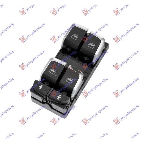 Ndërprerës në derën e përparme (katërfish) (10 pinë) (krom/e zezë) për AUDI A6 10-14 - OEM: 4G0959851