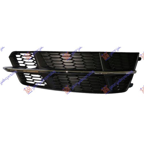 Grilë në parakolpin e përparmë (pa hapje për dirtë të mjegullës) me shirit a kromi (s-line) për AUDI A6 14-18 - OEM: 4G0807648J9B9