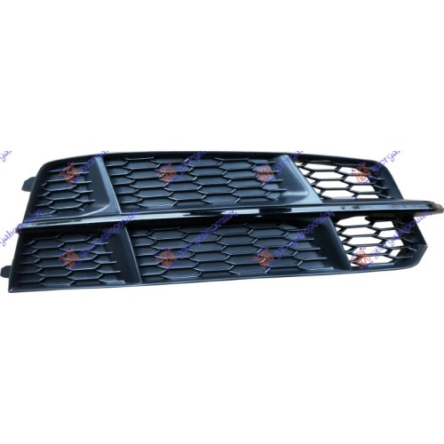 Grilë në parakolpin e përparmë (pa hapje për dirtë të mjegullës) me shirit a me shkëlqim me ngjyrë të zezë (s-line) për AUDI A6 14-18 - OEM: 4G0807648BBMT