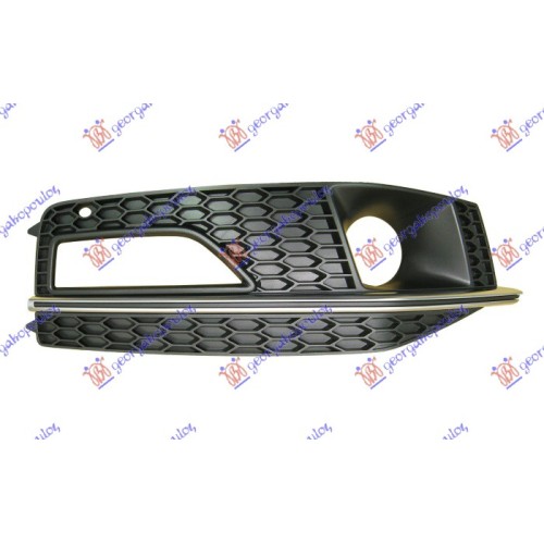 Grilë në parakolpin e përparmë (me hapje për drita të mjegullës) (s4) + me tempomat për AUDI A4 11-15 - OEM: 8K0807682Q01C Grilë në parakolpin e përparmë (me hapje për drita të mjegullës) (s4) + me tempomat për AUDI A4 11-15 - OEM: 8K0807682Q01C