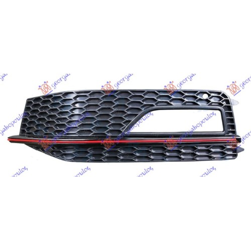 Grilë në parakolpin e përparmë (me hapje për drita të mjegullës) e kuqe trim (s-line) për AUDI A4 11-15 Grilë në parakolpin e përparmë (me hapje për drita të mjegullës) e kuqe trim (s-line) për AUDI A4 11-15