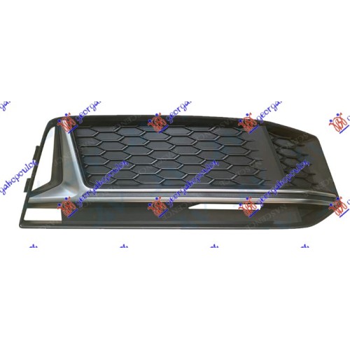 Grilë në parakolpin e përparmë (pa hapje për sensor) me shirit argjendtë (s-line) për AUDI A4 15-18 - OEM: 8W0807682K Grilë në parakolpin e përparmë (pa hapje për sensor) me shirit argjendtë (s-line) për AUDI A4 15-18 - OEM: 8W0807682K