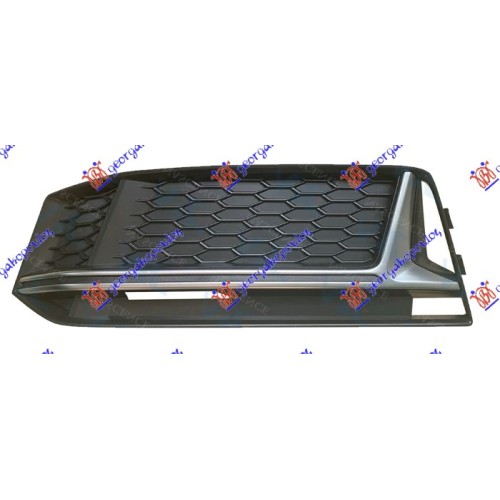 Grilë në parakolpin e përparmë (pa hapje për sensor) me shirit argjendtë (s-line) për AUDI A4 15-18 - OEM: 8W0807681K Grilë në parakolpin e përparmë (pa hapje për sensor) me shirit argjendtë (s-line) për AUDI A4 15-18 - OEM: 8W0807681K