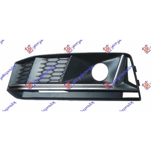 Grilë në parakolpin e përparmë (me hapje për sensor) me shirit të argjentë (s-line) për AUDI A4 15-18 - OEM: 8W0807681L Grilë në parakolpin e përparmë (me hapje për sensor) me shirit të argjentë (s-line) për AUDI A4 15-18 - OEM: 8W0807681L