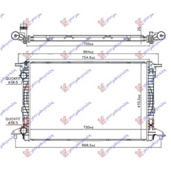 Radiator për motor 2.0 TFSi benzinë (720x480x26) tubë 38/38 për AUDI A4 15-18 - OEM: 80A121251C Radiator për motor 2.0 TFSi benzinë (720x480x26) tubë 38/38 për AUDI A4 15-18 - OEM: 80A121251C