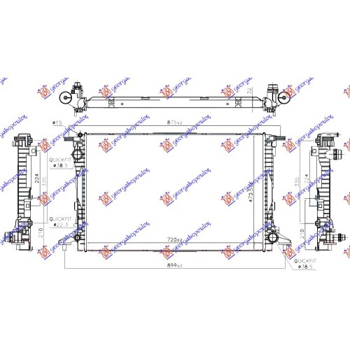 Radiator për motor 2.0 TFSi benzinë (marsh automatik) - 3.0 TDi dizel (marsh automatik) (720x470x32) për AUDI A4 15-18 - OEM: 8W0121251AB