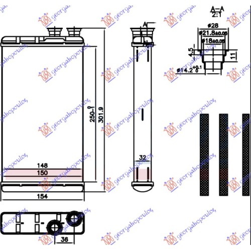 Ngrohës kabine (BR) (250x150x32) për AUDI A4 19- - OEM: 4M0898037C