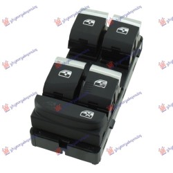 Ndërprerës në derën e përparme (katërfish) (krom/e zezë) (10 pinë) për AUDI A4 15-18 - OEM: 8W0959851E