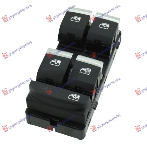 Ndërprerës në derën e përparme (katërfish) (krom/e zezë) (10 pinë) për AUDI A4 15-18 - OEM: 8W0959851E