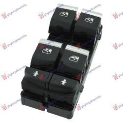 Ndërprerës në derën e përparme (katërfish) (krom/e zezë) (me mbrojtje për fëmijë) (10 pinë) për AUDI A4 15-18 - OEM: 4M0959851B Ndërprerës në derën e përparme (katërfish) (krom/e zezë) (me mbrojtje për fëmijë) (10 pinë) për AUDI A4 15-18 - OEM: 4M0959851B