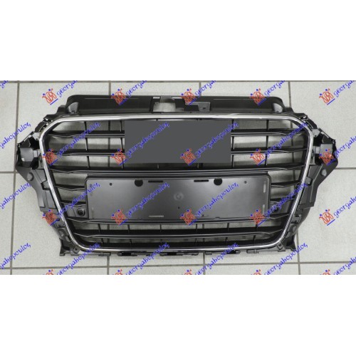 Maskë pvc/grilë komplet gri me kornizë krom (me hapje për sensor parkimi) për AUDI A3 3D/SPORTBACK 12-16 - OEM: 8V38536511QP Maskë pvc/grilë komplet gri me kornizë krom (me hapje për sensor parkimi) për AUDI A3 3D/SPORTBACK 12-16 - OEM: 8V38536511QP