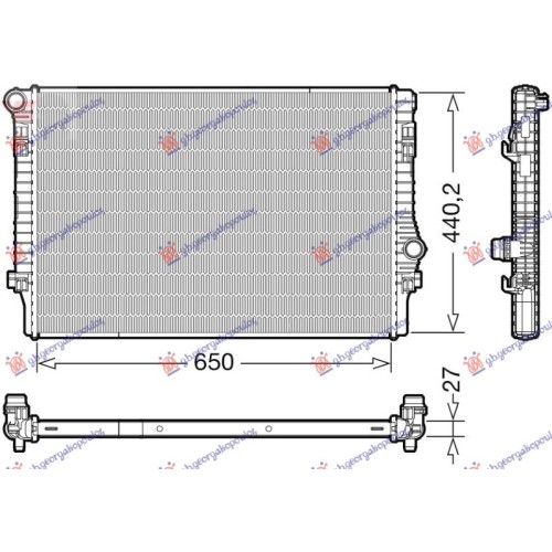 Radiator për motor benzinë 1.8TFSi (132KW) /S3 2.0TFSi (221KW) (650x450x34) (MAHLE BEHR) për AUDI A3 SPORT SEDAN/CABRIO 16-20