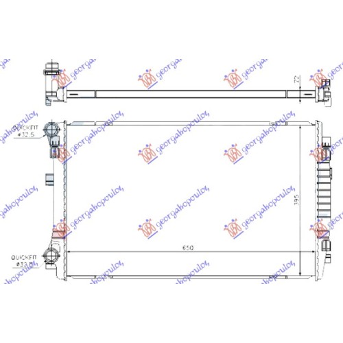 Radiator për motor 1.5 TFSi benzinë (650x400) (fletë metali) për AUDI A3 SPORT SEDAN/CABRIO 16-20 - OEM: 5Q0121251EM