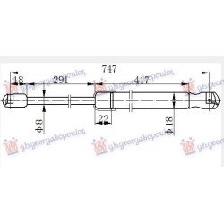 Amortizues (një) për kofano (746L-200N) për AUDI A3 3D/SPORTBACK 12-16 - OEM: 8V0823359