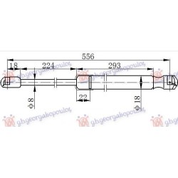 Amortizues (një) për derën e bagazhit sportback (557L-450N) për AUDI A3 3D/SPORTBACK 12-16 - OEM: 8V4827552