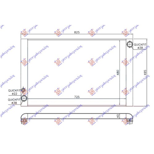 Radiator për motor për të gjithë modelet benzinë/dizel (725x480x40) diagonal tubë për AUDI A8 02-09 - OEM: 4E0121251