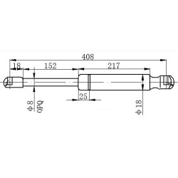 Amortizues (një) për derën e bagazhit (408L-265N) për AUDI A8 02-09 - OEM: 4E0827552B