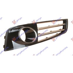Grilë në parakolpin e përparmë (me hapje për drita të mjegullës) me 2 Shirit a kromi për AUDI A8 09-13 - OEM: 4H0807679N