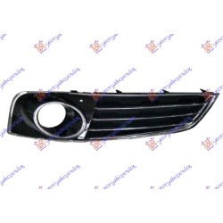 Grilë në parakolpin e përparmë (me hapje për drita të mjegullës) (me 3 Shirit a kromi) për AUDI A8 09-13 - OEM: 4H0807680DT94
