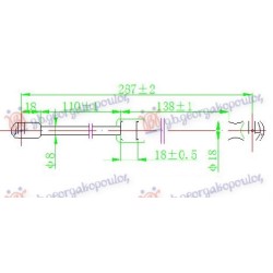 Amortizues (një) për kofano (287L-520N) për AUDI A8 09-13 - OEM: 4H0823359A