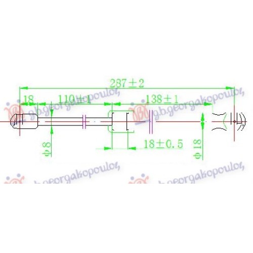 Amortizues (një) për kofano (287L-520N) për AUDI A8 09-13 - OEM: 4H0823359A