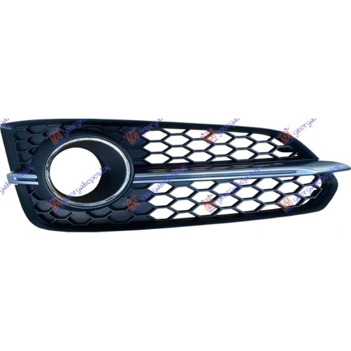 Grilë në parakolpin e përparmë me krom e hapur (me hapje për sensor) (s8) për AUDI A8 13-17 - OEM: 4H0807680AF
