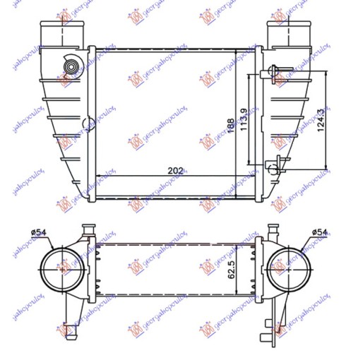 Interkuler 2.0 TFSi benzinë - 2.0 TDi dizel (200x190x63) për AUDI A4 04-07 - OEM: 8E0145806M