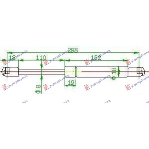 Amortizues (një) për derën e bagazhit (298L-700N) për AUDI A4 04-07 - OEM: 8E5827552J