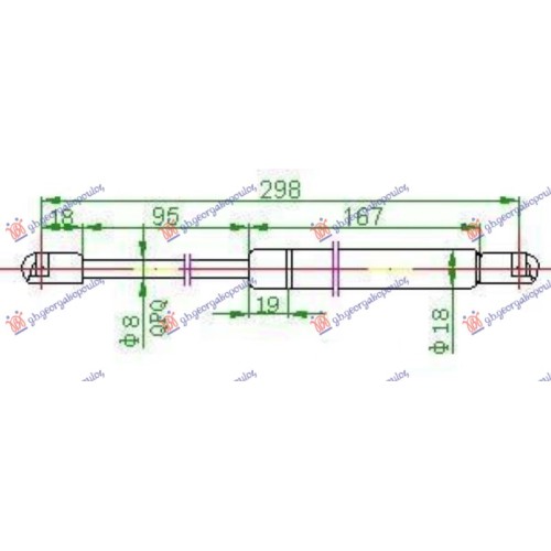 Amortizues (një) për derën e bagazhit 00- (298L-650N) për AUDI A4 00-04 - OEM: 4B5827552 Amortizues (një) për derën e bagazhit 00- (298L-650N) për AUDI A4 00-04 - OEM: 4B5827552