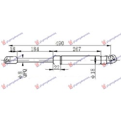 Amortizues (një) për derën e bagazhit karavan (490L-600N) për AUDI A6 04-08 - OEM: 4F9827552A Amortizues (një) për derën e bagazhit karavan (490L-600N) për AUDI A6 04-08 - OEM: 4F9827552A