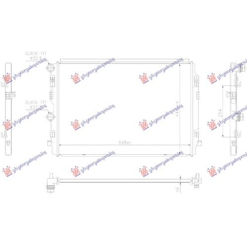 Radiator për motor 1.0TSI-1.5TSI benzinë (marsh manual/automatik) (648x446) (KOYO) për AUDI A1 18- - OEM: 2Q0121253M