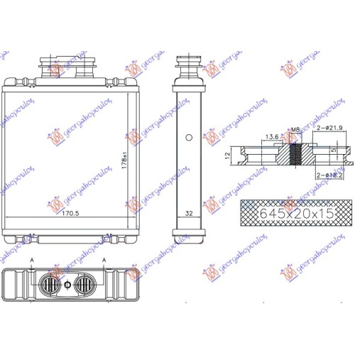 Ngrohës kabine (178x171x32) (BR) për AUDI A1 14-18 - OEM: 6C0819031