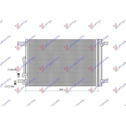 Radiator i kondicionerit 1.4-1.5-2.0 TSI benzinë - 2.0 TDI dizel (576x388) për AUDI A3 3D/SPORTBACK 12-16 - OEM: 5QM816411